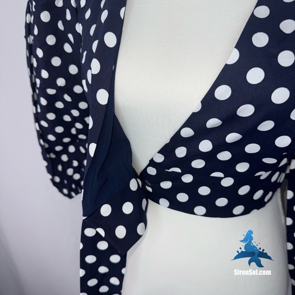 1160 NWT Choosy Infinity Wrap Top – Size Small – Navy/White Polka Dot - Picture 3 of 13